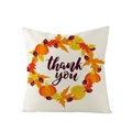 Linen texture Thanksgiving pillow cover with pumpkin wreath and thank you print - 45x45cm (No Insert) / Thank You Wreath Pumpkin (JYM057-31)