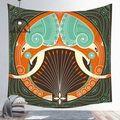 Bohemian mandala tapestry featuring orange and teal patterns hanging on a bedroom wall - Cgt019-25 / 95*73 (brushed Finish)