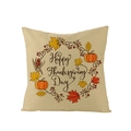 Thanksgiving pumpkin wreath pillow cover with Happy Thanksgiving Day print - 45x45cm (No Insert) / Happy Thanksgiving Day Wreath (JYM057-32)