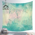 Bohemian mandala tapestry featuring teal patterns and pink watercolor staining - Cgt019-26 / 95*73 (brushed Finish)