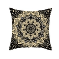 Boho Mandala throw pillow cover featuring symmetrical gold patterns on a black base - Black Background Beige Gold Mandala Style (TPR208-30)