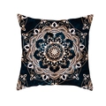 Navy blue boho mandala pillowcase with gold geometric floral patterns in soft peach skin - Dark Blue Gold and White Mandala Style (TPR208-31)
