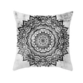 Bohemian black and white mandala throw pillow cover made of soft peach skin fabric - Black and White Symmetrical Mandala Style (TPR208-32)