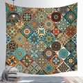 Bohemian mandala tapestry with blue and orange geometric patterns for wall decor - Cgt019-29 / 95*73 (brushed Finish)