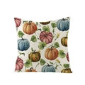 Square decorative pillow cover with watercolor pumpkins in orange and blue tones - 45x45cm (No Insert) / Artistic Pumpkin Vine (JYM057-36)