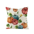 Square fall pillow cover featuring vibrant watercolor pumpkin graphics in orange and blue - 45x45cm (No Insert) / Painted Three Color Pumpkin (JYM057-37)