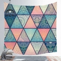 Mandala tapestry with geometric triangle patterns and bohemian floral motifs in soft blue - Cgt019-33 / 95*73 (brushed Finish)