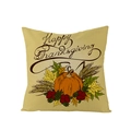 Beige Thanksgiving pillowcase with Happy Thanksgiving text, pumpkins and maple leaves - 45x45cm (No Insert) / Happy Thanksgiving Day (JYM057-40)