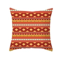 Bohemian mandala peach skin square pillowcase with ethnic red and orange geometric patterns - Vibrant Bohemian Geometric Style (TPR208-38)