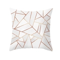 Housse de coussin géométrique moderne avec texture marbre blanc et lignes or rose - Texture de Marbre Lignes Dorées (TPR191-2)