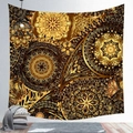 Bohemian black and gold mandala tapestry hanging on white wall for home decor - Cgt019-38 / 95*73 (brushed Finish)