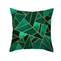Housse de coussin géométrique moderne avec motifs mosaïque vert émeraude et lignes dorées - Marbre Vert Foncé Lignes Dorées (TPR191-4)