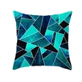 Housse de coussin carrée moderne au motif géométrique marbré bleu et vert - Patchwork Bleu Vert Géométrique (TPR191-5)