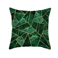 Housse de coussin géométrique vert foncé avec lignes dorées et motif de texture marbre - Ligne Dorée Vert Foncé Géométrique (TPR191-6)