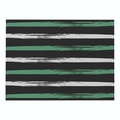 Modern striped cotton linen placemat with black green and white patterns for dining tables - Cd019-12 / 32*21cm (Waterproof Polyester Linen)