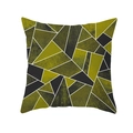Housse de coussin géométrique vert olive et jaune moutarde avec des motifs linéaires - Bloc de Couleur Vert Olive Jaune Moutarde (TPR191-12)