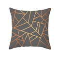 Housse de coussin grise carrée avec lignes géométriques or rose au style minimaliste - Base Gris Foncé Ligne Dorée Géométrique (TPR191-13)