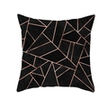 Housse de coussin géométrique moderne, texture marbre noir et lignes or rose - Marbre Noir Ligne Dorée (TPR191-15)
