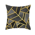 Housse de coussin carrée moderne avec motifs géométriques noir, gris et doré chic - Patchwork Gris Noir Ligne Dorée (TPR191-16)