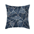 Housse de coussin à motif marbre bleu marine avec lignes dorées en tissu peau de pêche - Texture de Marbre Bleu Ligne Dorée (TPR191-18)