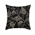 Housse de coussin géométrique en peau de pêche avec motifs marbre noir, gris et or - Patchwork Noir Gris Or (TPR191-19)