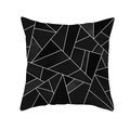 Housse de coussin géométrique moderne avec motifs de lignes polygonales noir et blanc - Base Noire Ligne Blanche Géométrique (TPR191-20)