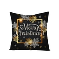 Black Christmas pillow case with golden snowflakes and Merry Christmas lettering - Merry Christmas Snowflake Border (JYM068-1) / 45*45cm (Pillow Not Included)