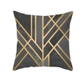 Housse de coussin géométrique moderne avec lignes dorées et motif de marbre - Patchwork Gris Foncé Ligne Dorée (TPR191-24)