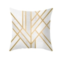 Housse de coussin moderne avec lignes géométriques dorées sur fond texturé gris clair - Base Blanche Ligne Dorée Géométrique (TPR191-25)