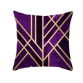 Housse de coussin géométrique violet foncé avec lignes dorées pour décor moderne - Mat Violet Foncé Ligne Dorée (TPR191-27)