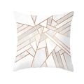 Housse de coussin en marbre moderne avec lignes géométriques dorées pour canapé - Marbre Blanc Ligne Dorée (TPR191-28)