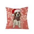 Kerst kussensloop met Beagle print en rode muts op beige polyester decoratief kussen - Kerstmuts Beagle Hond (JYM076-1)