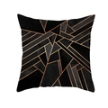 Housse de coussin géométrique moderne avec lignes noires, grises et or rose - Patchwork Noir Gris Ligne Dorée (TPR191-29)