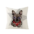 Noordse kerstkussensloop met Franse bulldog met bril en rode sjaal bedrukking - Franse Bulldog met Bril en Sjaal (JYM076-2)