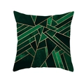 Housse de coussin géométrique en vert émeraude et or avec motif abstrait - Ton Vert Patchwork Ligne Dorée (TPR191-31)
