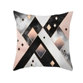 Housse de coussin géométrique moderne avec motifs de losanges rose doré et gris - Patchwork Noir Blanc Gris Rose Or (TPR191-32)
