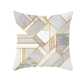 Housse de coussin géométrique moderne avec texture marbre et lignes dorées - Motif de Marbre Blanc Ligne Dorée (TPR191-33)