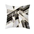 Taie d'oreiller géométrique moderne avec motifs abstraits noir, blanc et doré - Patchwork Noir Blanc Gris Ligne Dorée (TPR191-34)