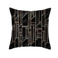 Housse de coussin Art Déco avec texture marbre noir et lignes géométriques dorées - Art Ligne Dorée Marbre Noir (TPR191-37)