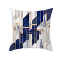 Housse de coussin géométrique moderne avec motifs bleu marine, gris marbre et dorés - Patchwork Bleu Gris Or (TPR191-38)