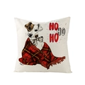 Nordic polyester Christmas cushion cover featuring a dog print with HO HO HO text - Jack Russell with Plaid Blanket (JYM076-12)