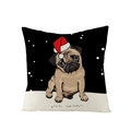 Christmas pillowcase with cartoon pug in santa hat and Merry Christmas print - Merry Christmas Pug with Hat (JYM076-15)