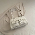 Sac à main élégant en similicuir blanc avec détails de nœuds et doubles poignées femme - Blanc Sans Pendentif
