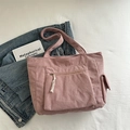 Pink corduroy tote bag for women featuring a minimalist design and large capacity - Pink