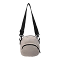 Minimalist corduroy shoulder bag in off-white with adjustable black nylon strap - White