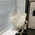 Bolso bandolera minimalista blanco crema con textura de lichi y correa ancha - Blanco