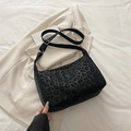 Borsa tote leopardata nera minimalista con tracolla regolabile in pelle scamosciata - Leopardo Nero