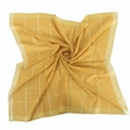 Yellow plaid cotton scarf with gold thread detail in a spiral-folded 90x90cm display - Yellow