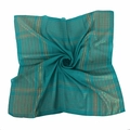 Foulard carré ethnique bleu avec motif à carreaux en fil d'or et grande taille de 90cm - 90cmx90cm / Vert