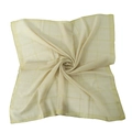 Detail of light yellow sheer cotton scarf with golden metallic grid thread patterns - Beige